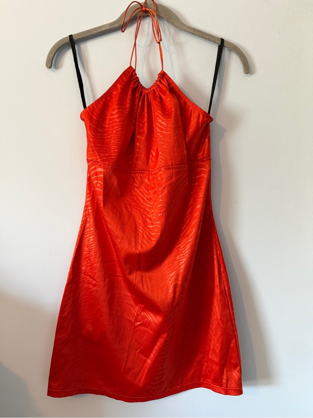 Hot Kiss Orange Zebra Halter Mini Dress